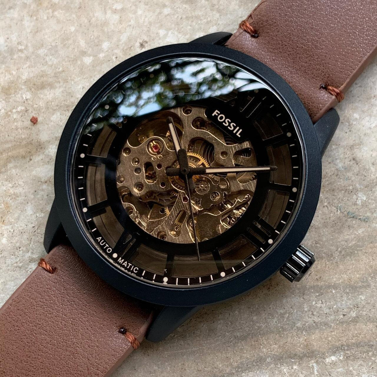 Royal Fossil Automatic Leather Belt Men's Watch