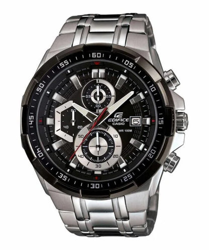 Edifice Premium Chronograph Silver Metal Belt Black Watch For Men