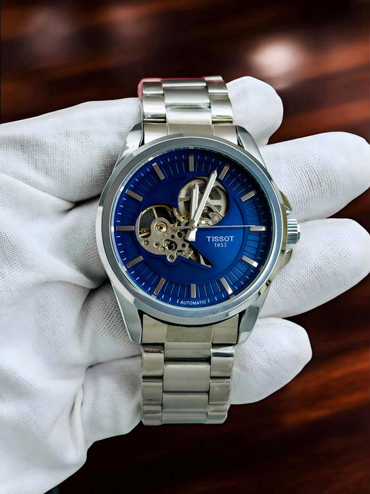 Tissot Men's Automatic Blue Silver Skeleton Watch