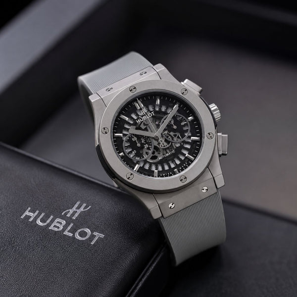 Hublot Grey Strap Chronograph Watch For Men