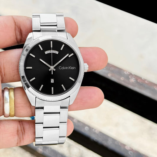 Calvin Klein Silver Black Day-Date Analog Watch