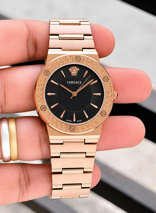 Versace Black Dial Rose Gold Premium Watch