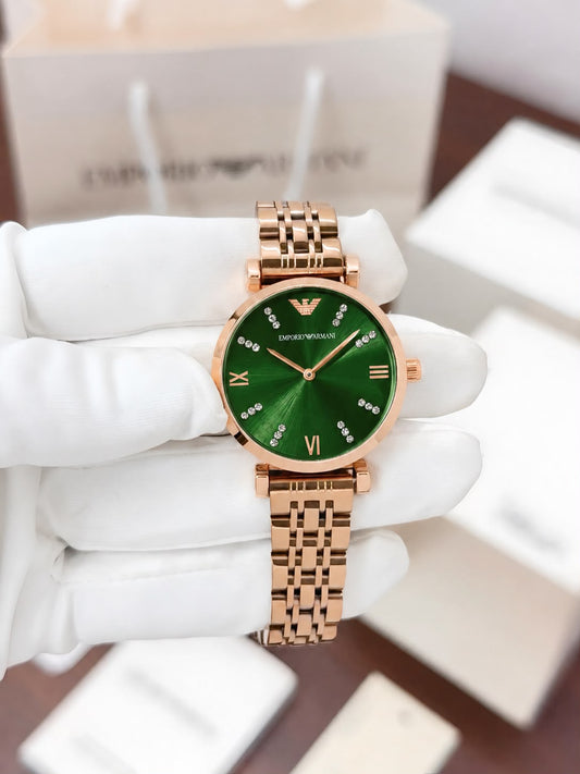 Emporio Armani Rose Gold Green Dial Watch