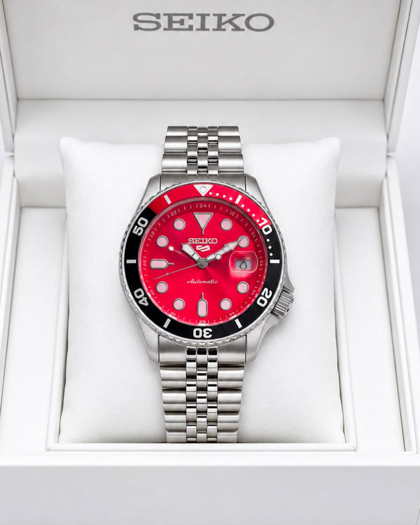 Seiko 5 Sports Red Dial Stainless Steel Automatic Watch