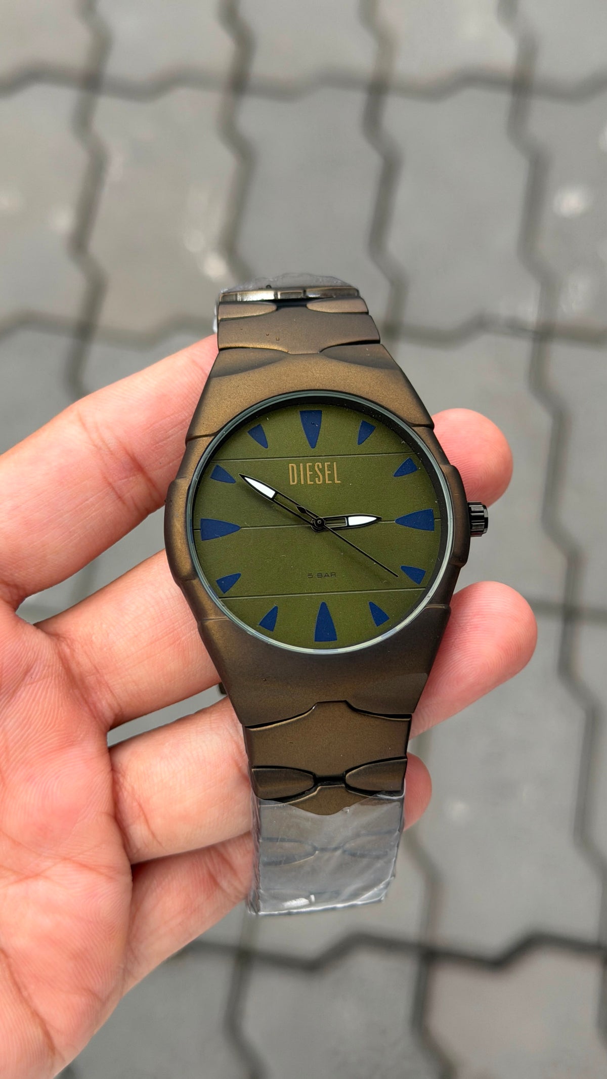 Diesel Brown Tone Green Dial Stainless Steel Watch