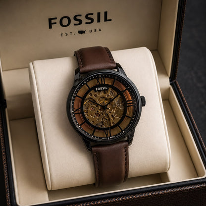 Fossil Brown Skeleton Automatic Watch
