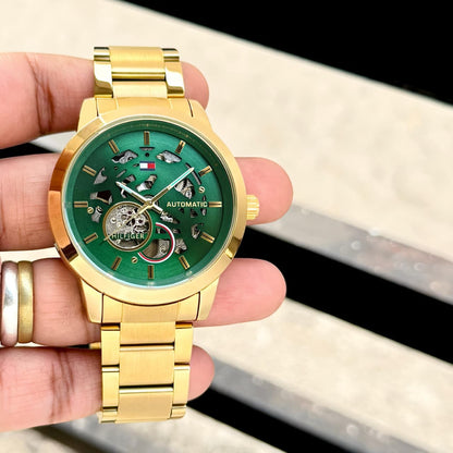 Tommy Hilfiger Green Automatic Skeleton Watch
