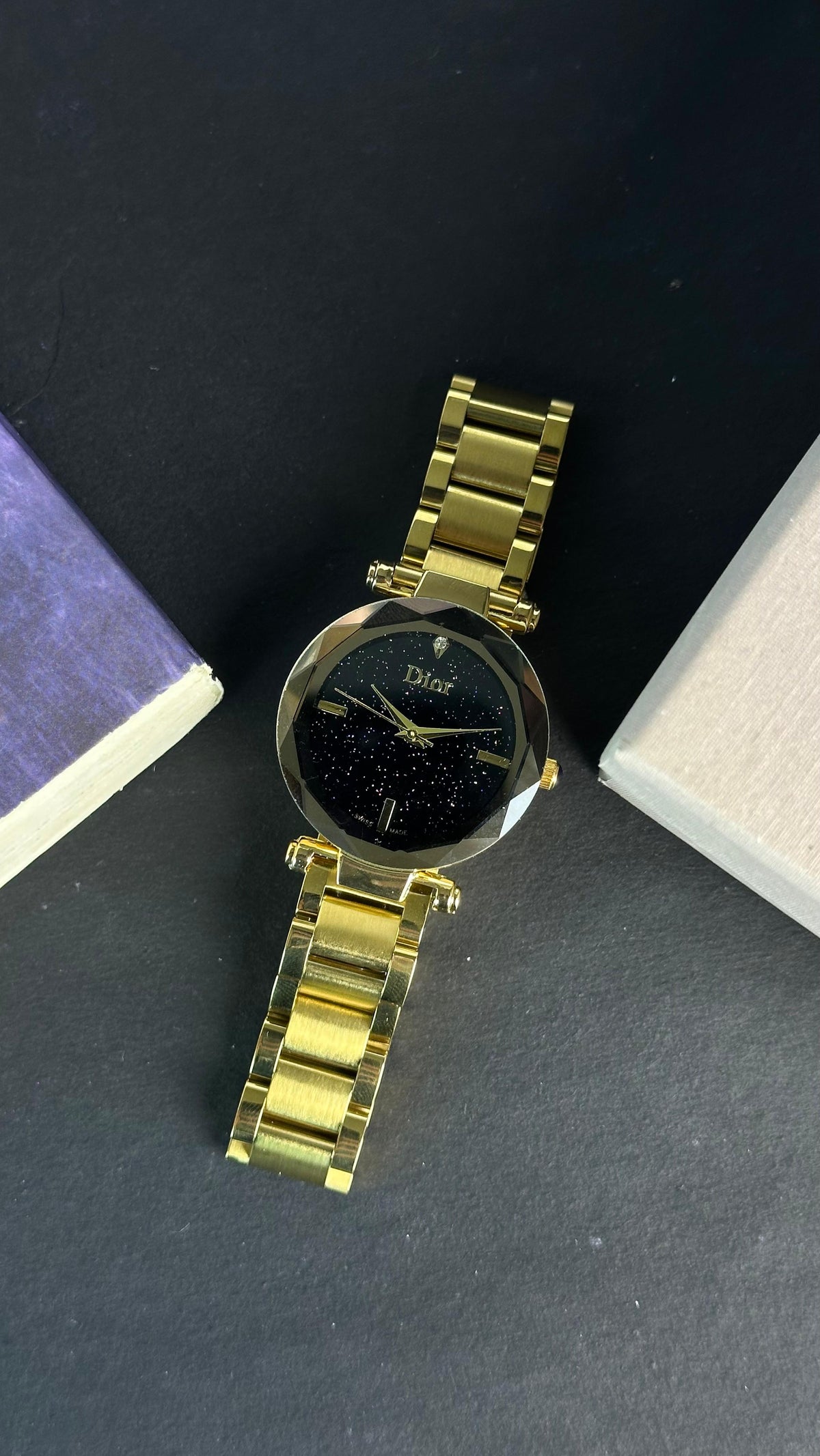 Dior Black Glitter Dial Gold Women's Watch