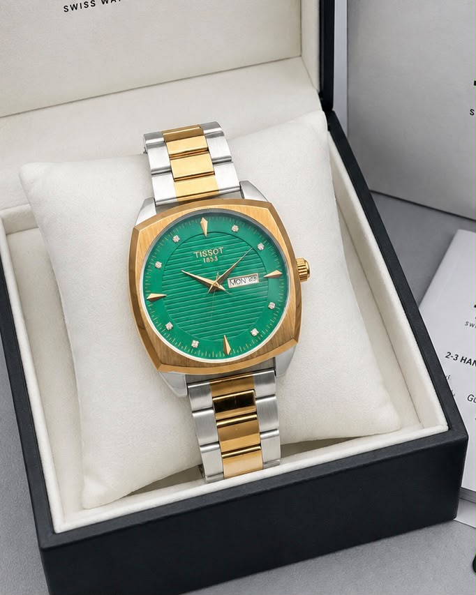 Tissot PRX Green Dial Day-Date Two-Tone Luxury Swiss Watch