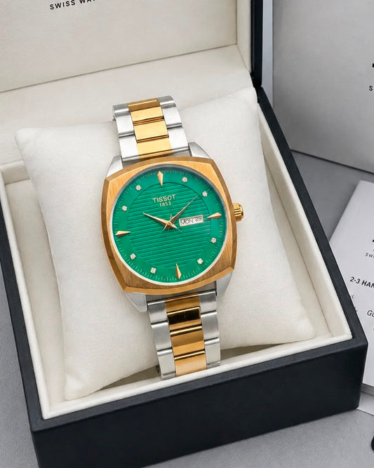 Tissot PRX Green Dial Day-Date Two-Tone Luxury Swiss Watch